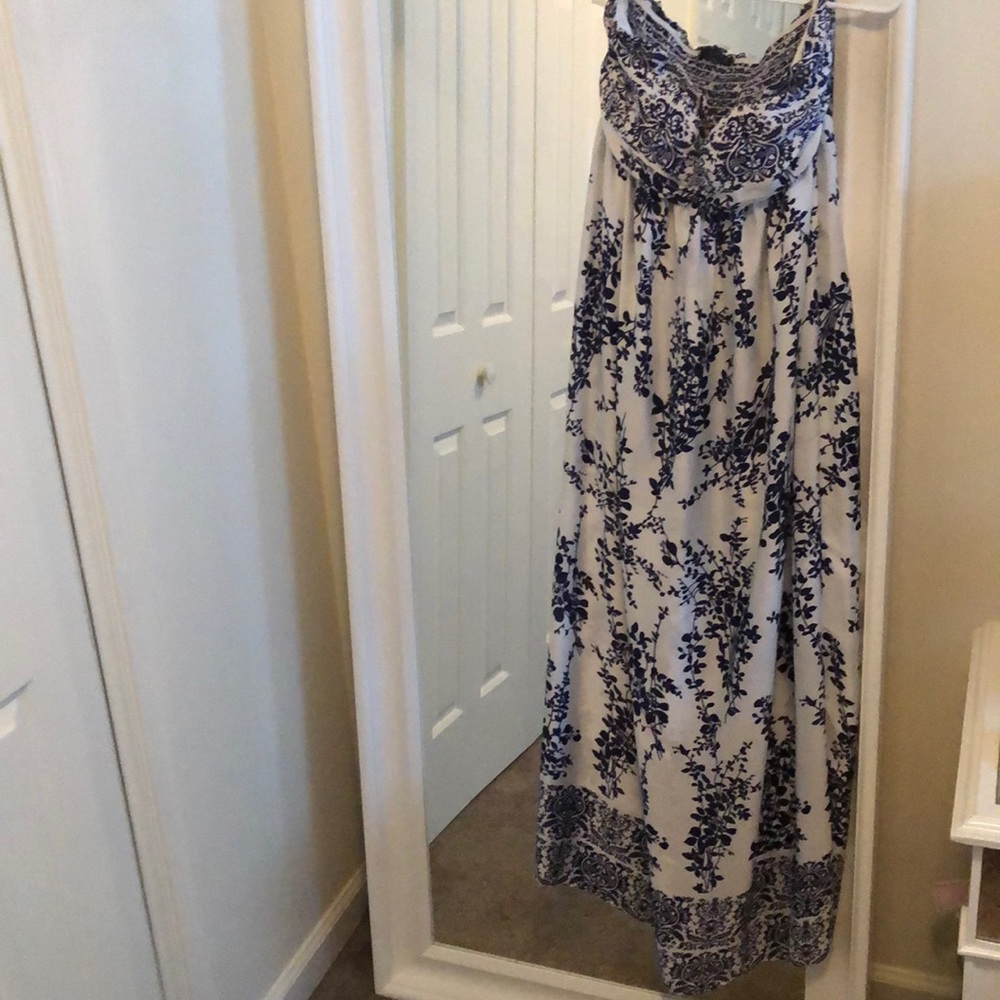 White & Blue Floral Maxi